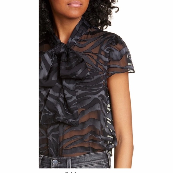 NWT Alice + Olivia Silk Tiger Black Bow Sleeveless Top Church or Office Attire - Picture 8 of 10